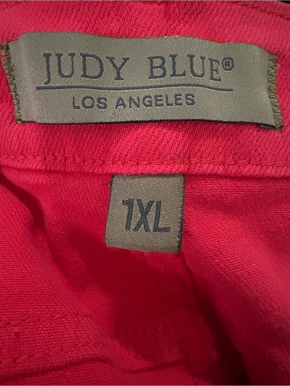 Judy Blue Bold Red Denim Shorts with Frayed Hem - Picture 5 of 6